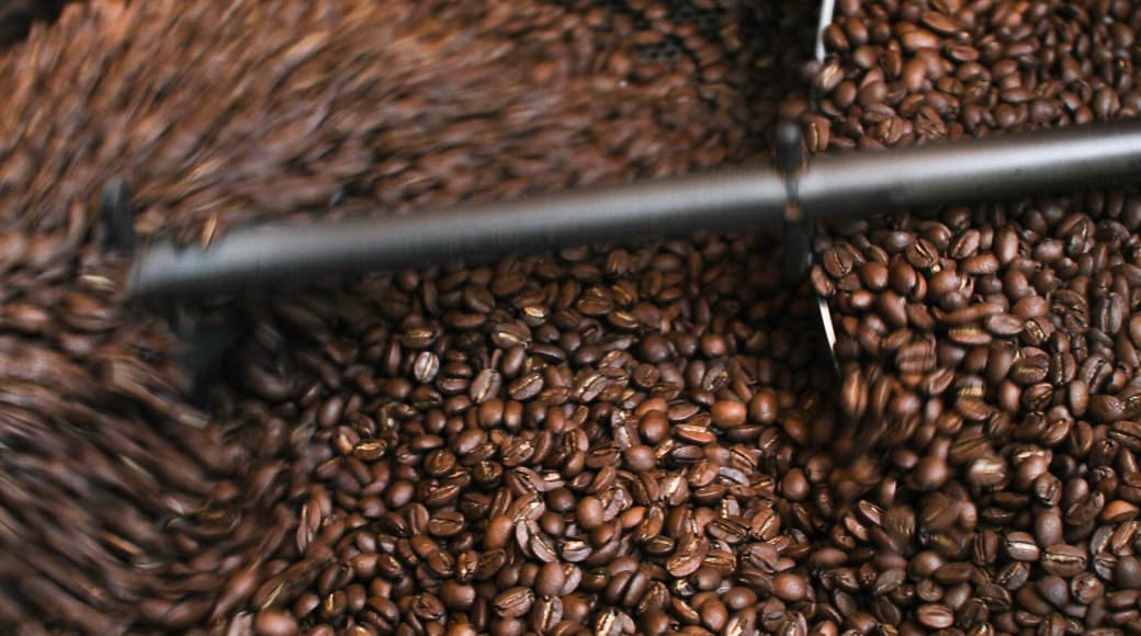 Whole roasted Arabica coffee beans for Break Coffee Co. office brewing.